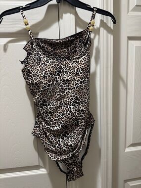 Leopard Print Satin Cowl Neck Slip Dress